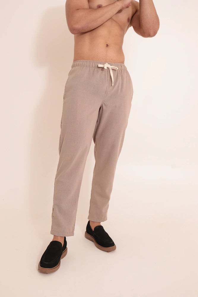 Calça Linho Slim Caqui