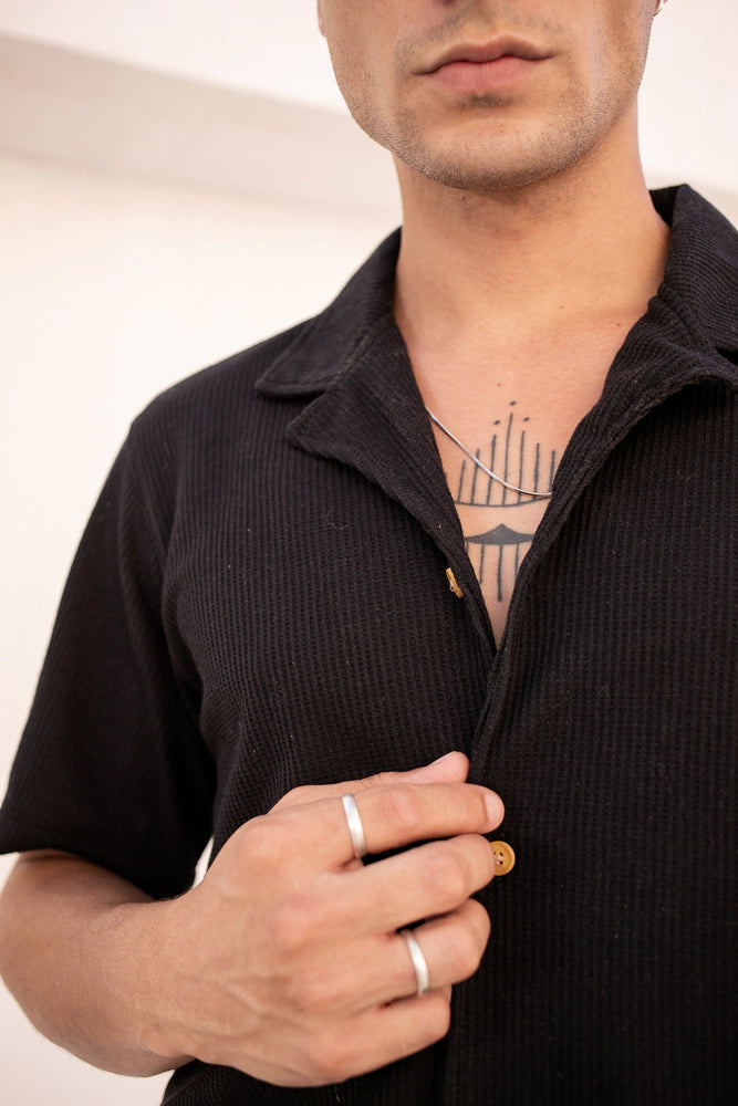 Camisa Tricô Waffle Preto