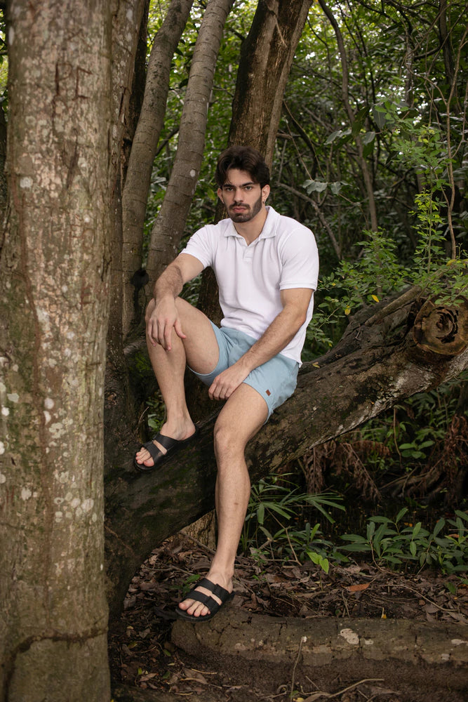 Short Azul Bebê em Linho Curto