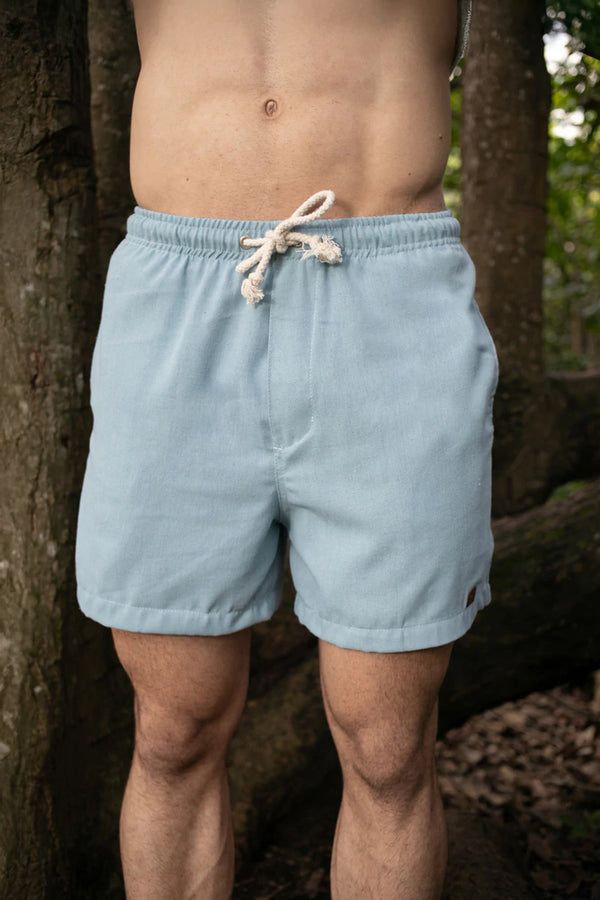 Short Azul Bebê em Linho Curto