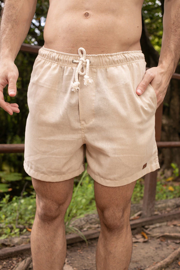 Short Creme em Linho Curto