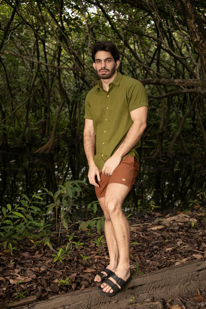 Short Caramelo em Linho Curto