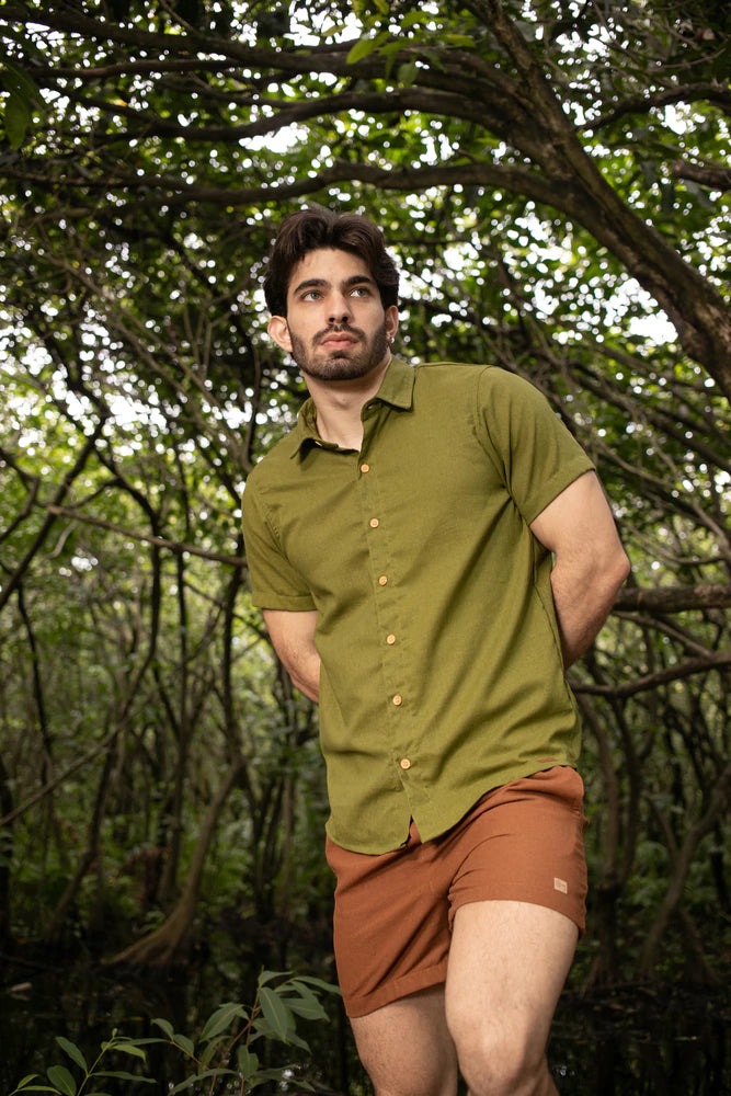 Short Caramelo em Linho Curto
