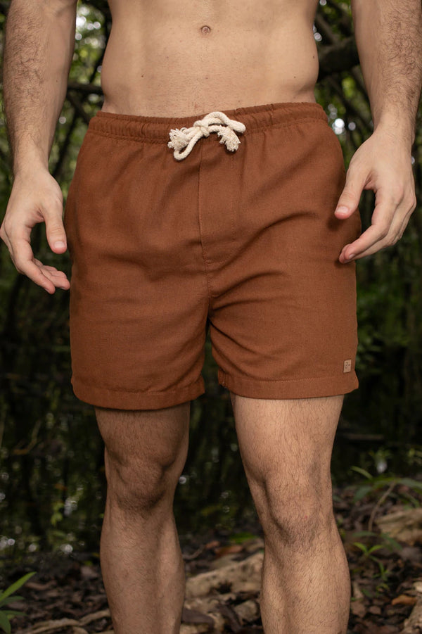 Short Caramelo em Linho Curto