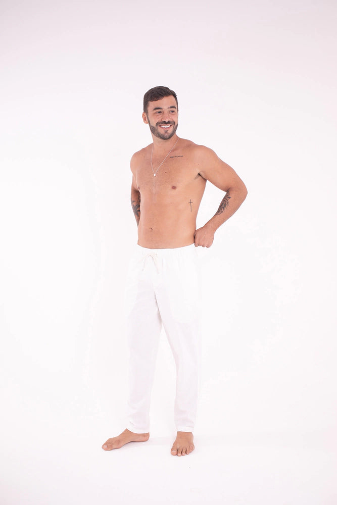 Calça Linho Slim Off White