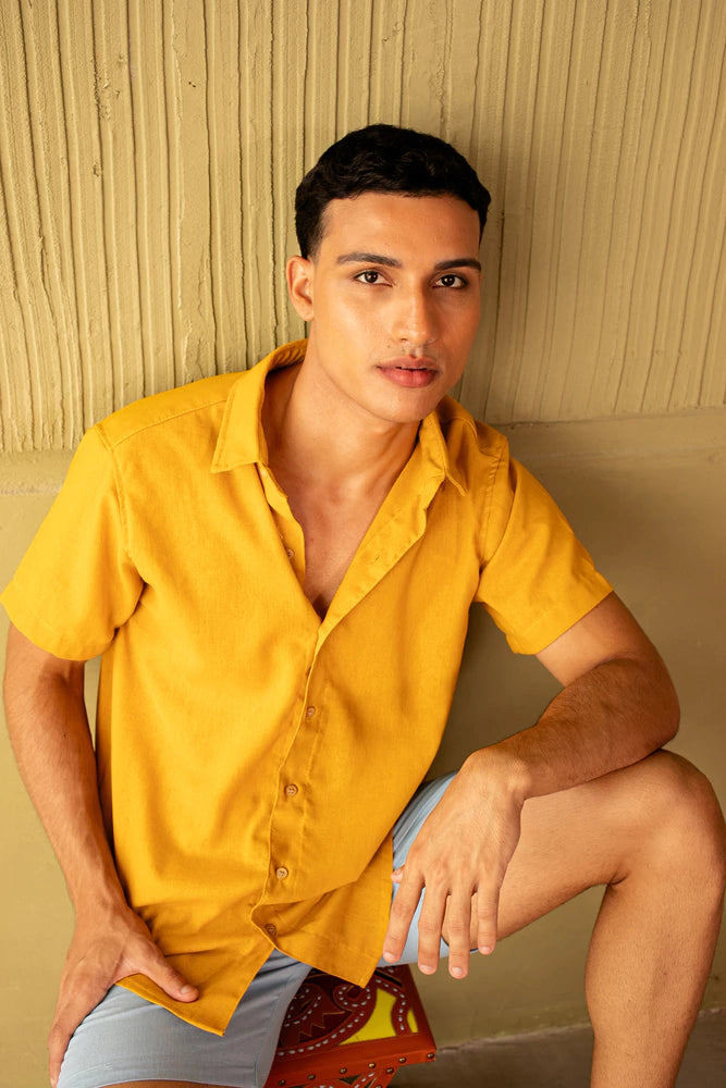 Camisa de Linho Mostarda