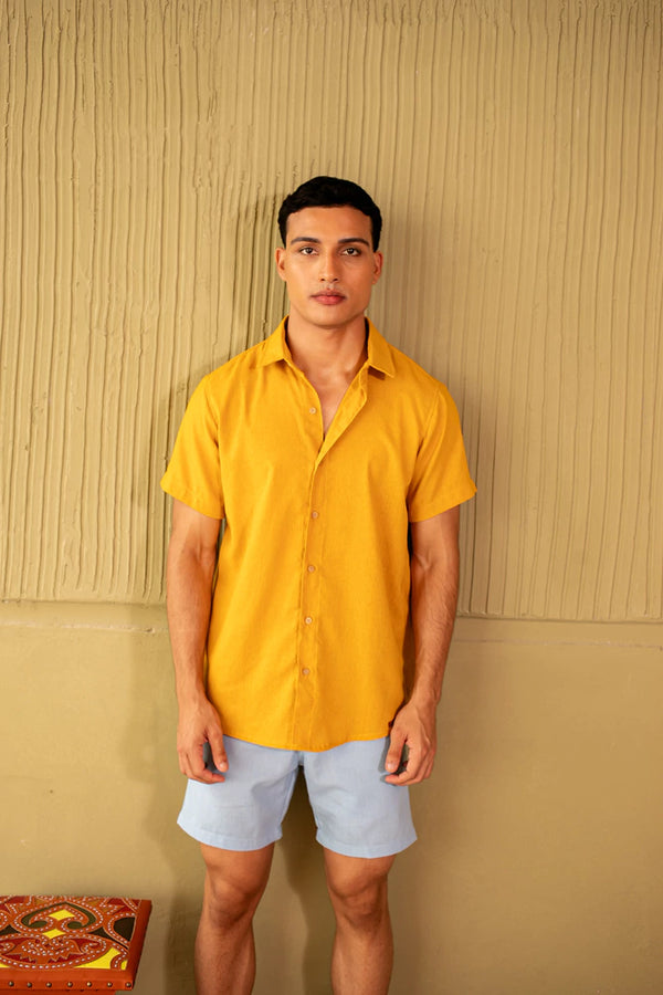 Camisa de Linho Mostarda