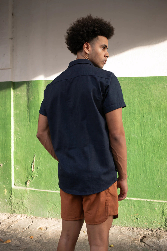 Camisa de Linho Azul Marinho