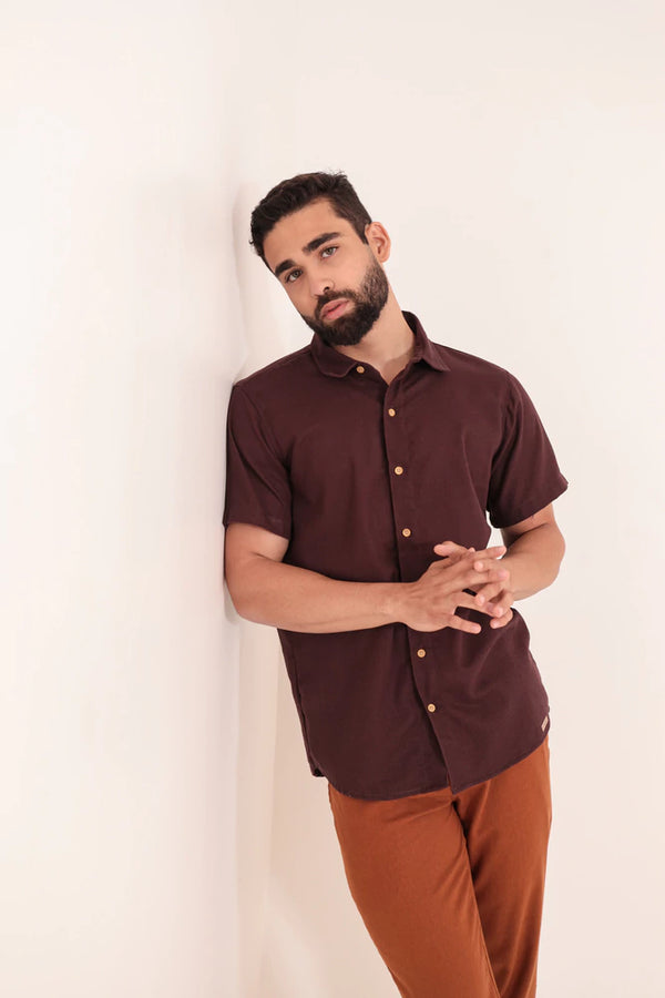 Camisa de Linho Café