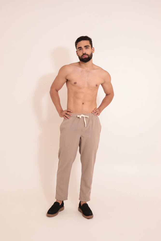 Calça Linho Slim Caqui