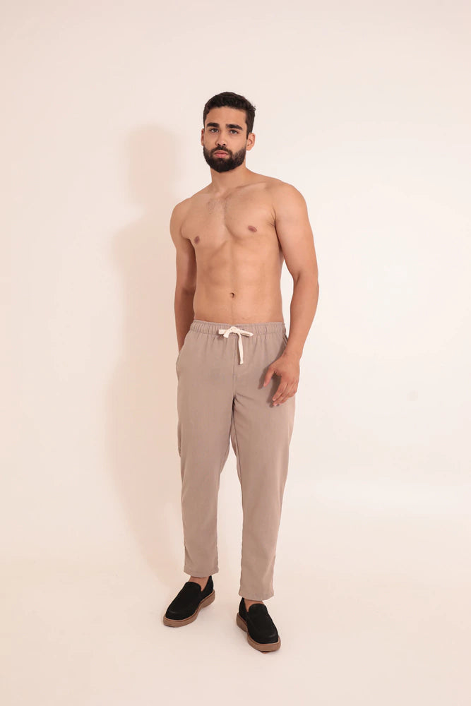 Calça Linho Slim Caqui
