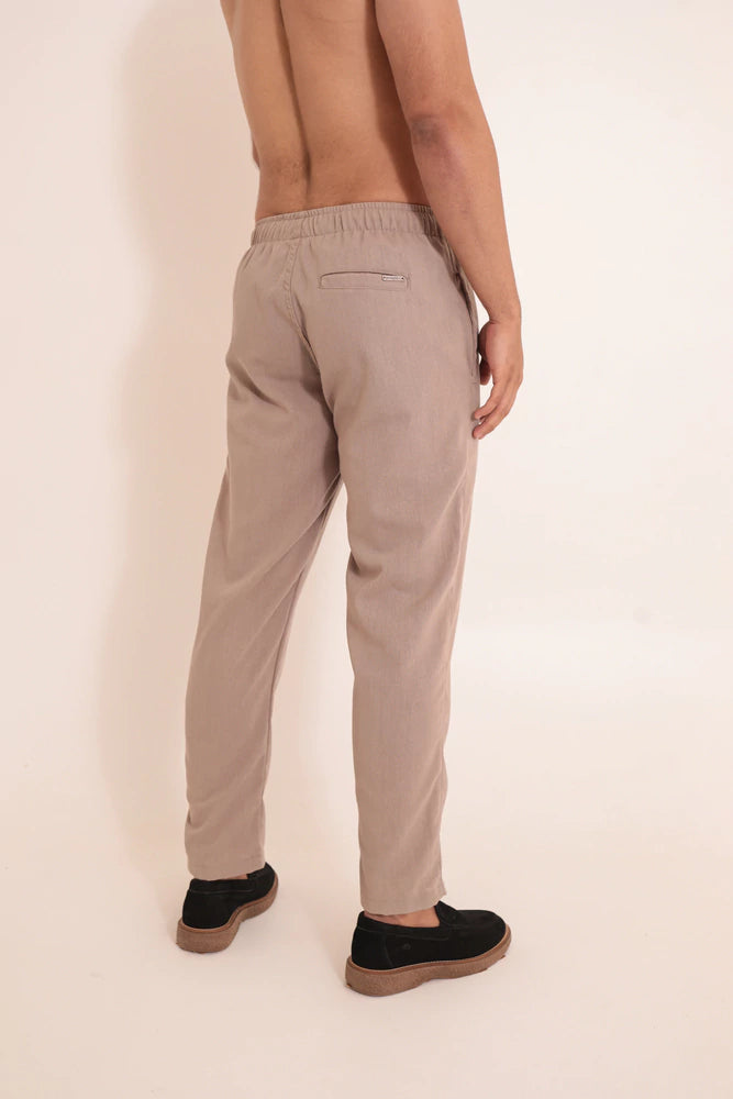 Calça Linho Slim Caqui