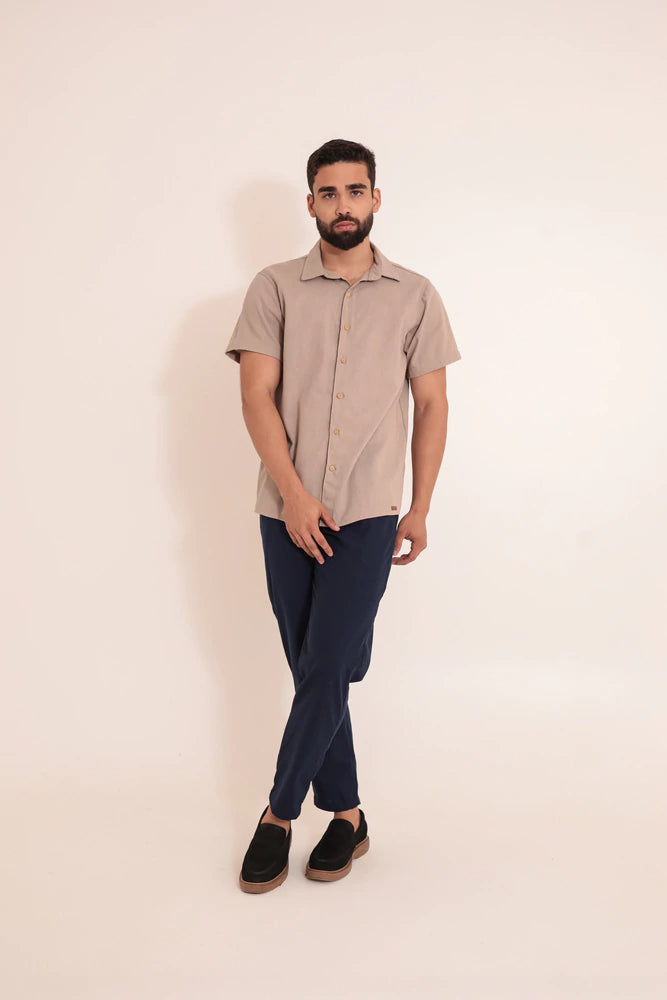 Calça Linho Slim Azul Marinho