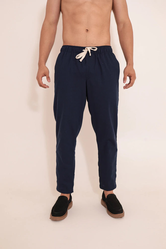 Calça Linho Slim Azul Marinho