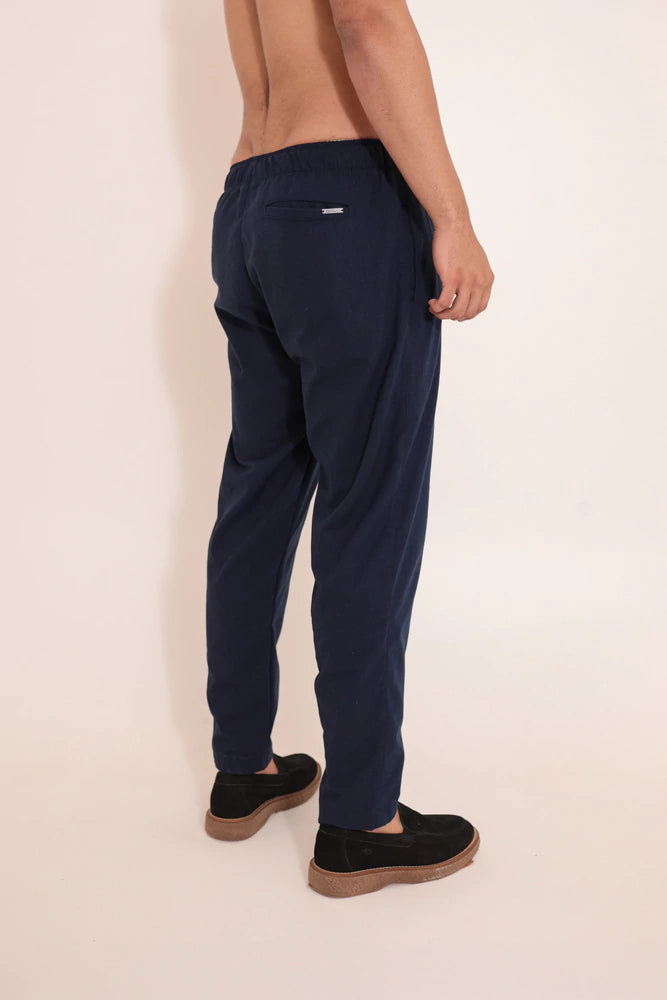 Calça Linho Slim Azul Marinho