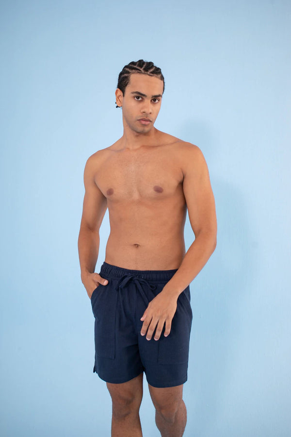 Short Tricô Azul Marinho