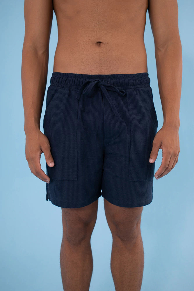 Short Tricô Azul Marinho