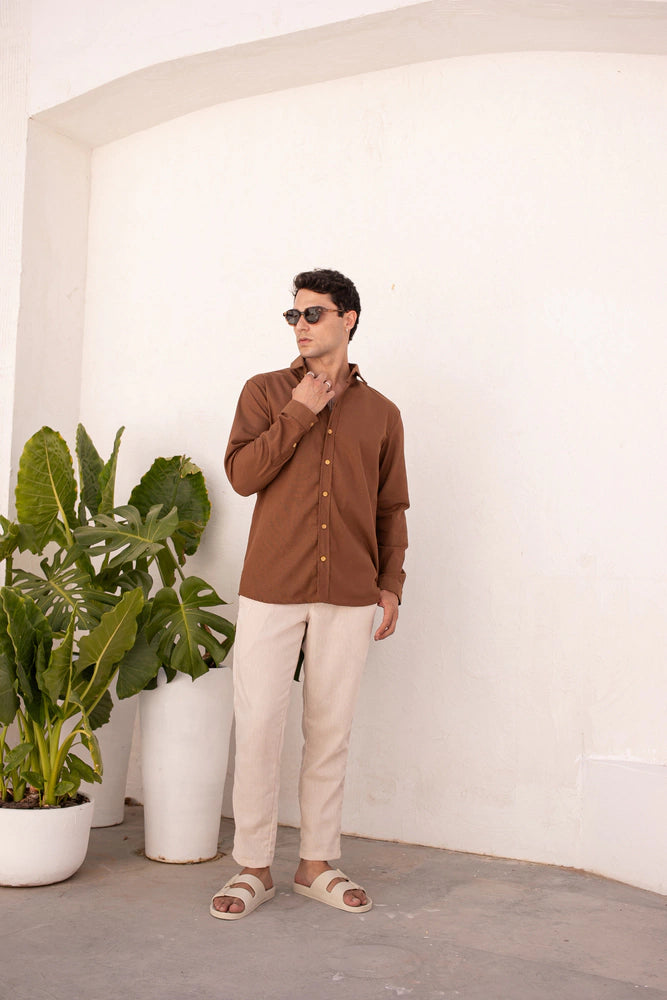 Calça Linho Slim Creme