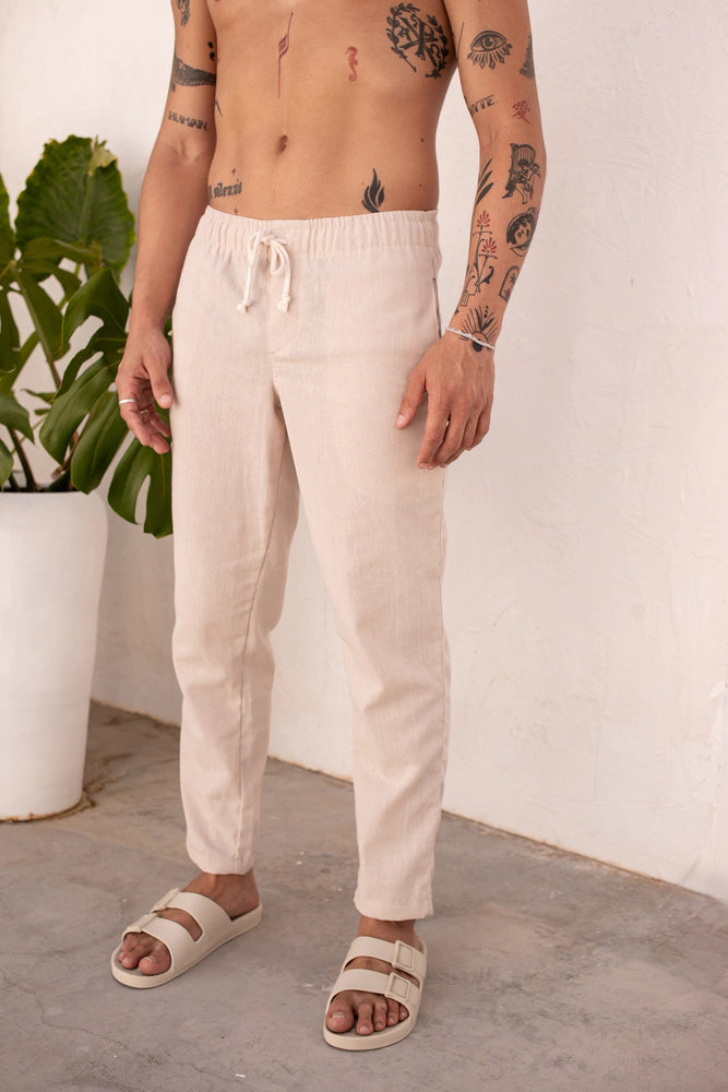 Calça Linho Slim Creme